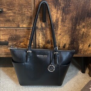 Michael Kors Black Tote with Silver Accents